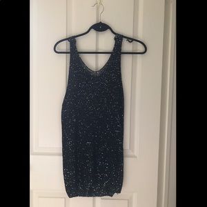 Countess Knit Silver Sequin Black Tunic Top